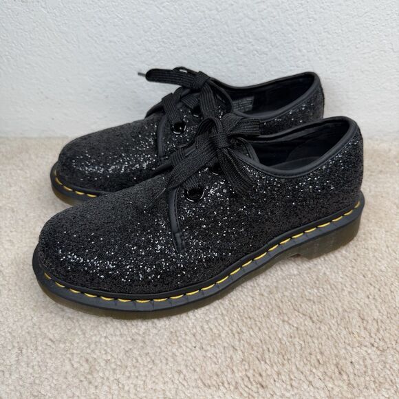 NEW Dr Martens Women's 1461 Farrah Chunky Glitter Shoes US 9 Black - Picture 1 of 9